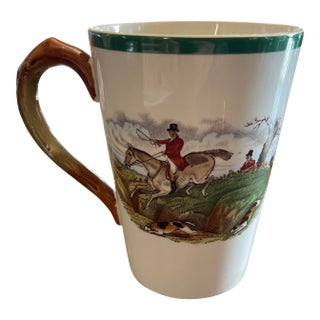 Vintage Equestrian Coffee Cup From Copeland Spode England With Fox Hunt Motif Titled “The Chase” For Sale