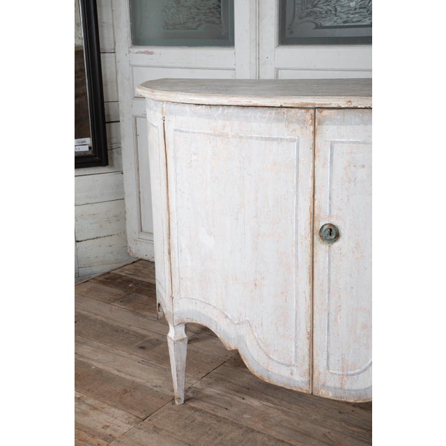 Antique White Reproduction 18th Century Style Painted Bombe Sideboards- 2 Available For Sale - Image 8 of 12