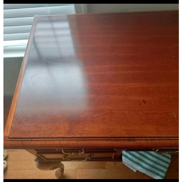 1970s 1970s Queen Anne Mahogany Writing Desk on Pad Feet W/Ball and Claw Chair For Sale - Image 5 of 11