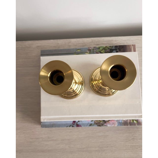 Late 20th Century Vintage Baldwin Solid Brass Candlesticks, Pair, Usa, Late 20th Century For Sale - Image 5 of 8