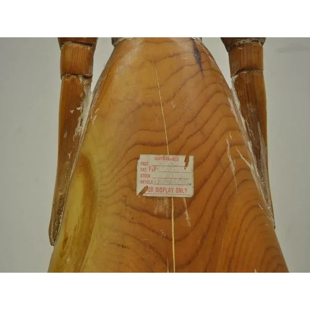 Late 20th Century Vintage Sarreid Ltd Pine Wooden Folk Art Sculptures Man and Woman - a Pair For Sale In Philadelphia - Image 6 of 7