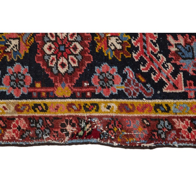 Textile Antique Persian Heriz Wool Rug Featuring an Allover Motif in Red For Sale - Image 7 of 9