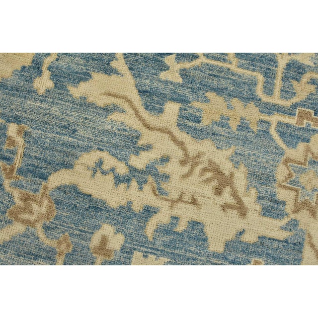 Oushak Rug 5’11” X 8’11” Blue Wool Traditional Hand-Knotted Oriental Carpet For Sale - Image 4 of 14