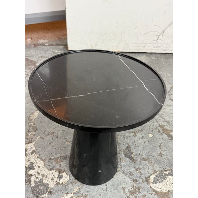 Black Michael Oren Designs Marquina Marble Pedestal Side Table For Sale - Image 8 of 12