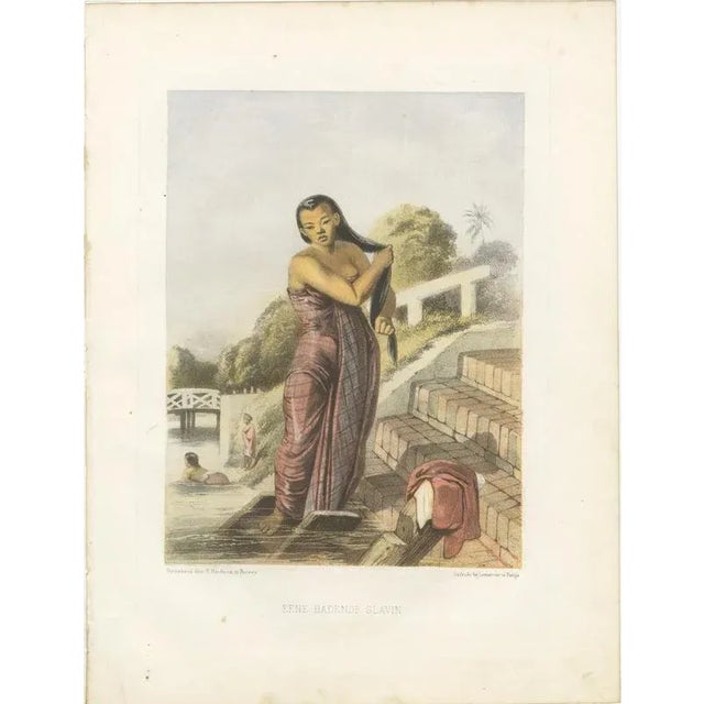 Cream F. Hardouin, Javanese Costume, 1840, Lithographs, Set of 5 For Sale - Image 8 of 10