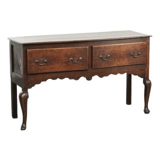 Antique English Oak Dresser with Brass Handles, 1700s For Sale