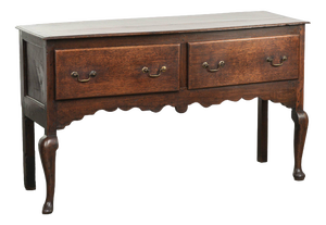 Antique English Oak Dresser with Brass Handles, 1700s
