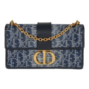 Blue Denim Oblique 30 Montaigne East West Chain Bag