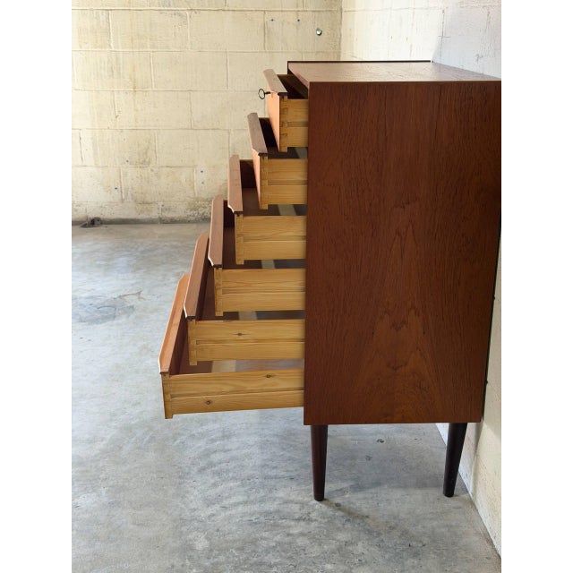 1960s Teak Tallboy Dresser With 6 Drawers Danish Mid-Century Modern 1960s For Sale - Image 5 of 12