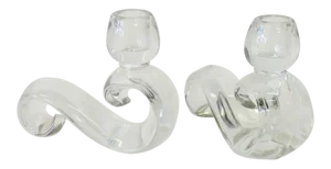 Clear Glass Crystal Candlesticks