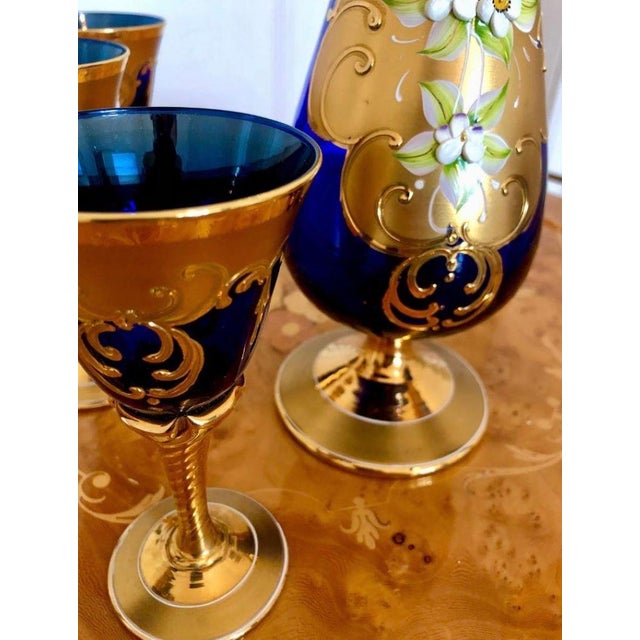 Venetian Murano Tre-Fuochi Sparkling Wine Set, 1950s, Set of 6 For Sale - Image 9 of 10