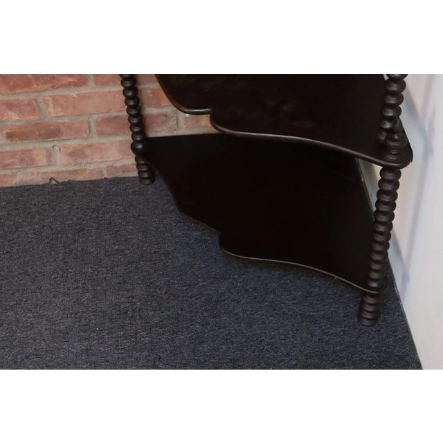 Antique French Six-Tier Stained Mahogany Spool Form Corner Shelf / Etagere For Sale - Image 15 of 18