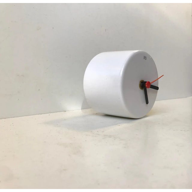 Contemporary Minimalist White Porcelain Wall Clock from Ifö, 1990s For Sale - Image 3 of 8