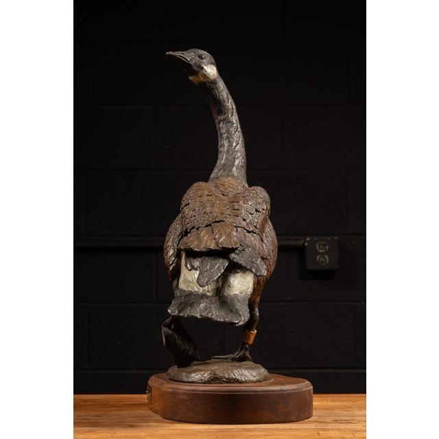American 1980s Bronze Canada Goose Sculpture “Nature’s Delight” by James E. Hoker For Sale - Image 3 of 10