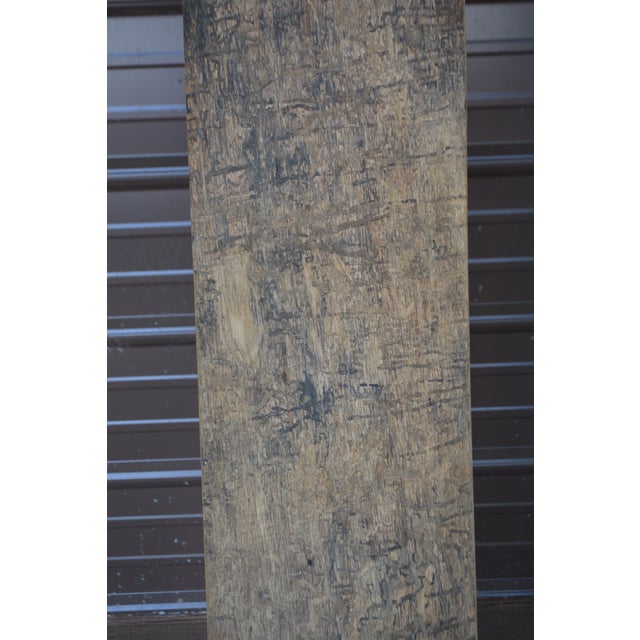 Handcrafted 96" Long Wooden Backless Bench Seat W/ Log Style Legs For Sale - Image 12 of 15