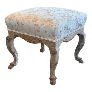 19th Century Venetian Silvergilt Stool With Floral Upholstery For Sale
