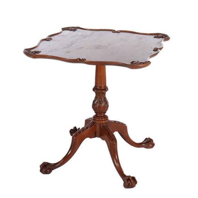 Antique Imperial Chippendale Carved Mahogany Side Table With Claw & Ball Feet For Sale - Image 9 of 9