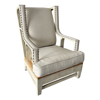 Uttermost Schafer Linen Armchair For Sale