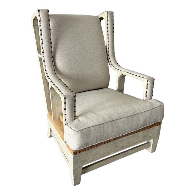 Uttermost Schafer Linen Armchair For Sale