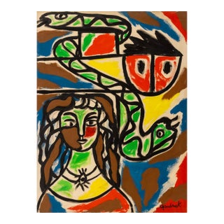 Walter Gaudnek Abstraction Oil on Canvas, Ca. 1970 For Sale