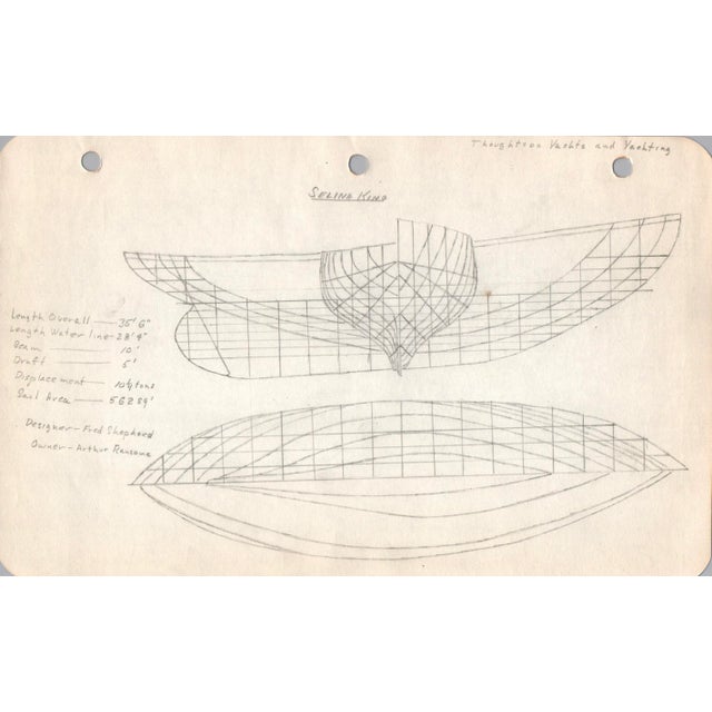 Mid-Century Modern 1940s Maine Marine Architectural Pencil Drawing on Paper For Sale - Image 3 of 3