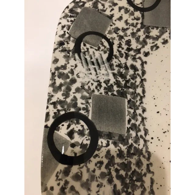 Late 20th Century A. Mallory Modern Black and White Geometric Serving Platter For Sale - Image 4 of 6