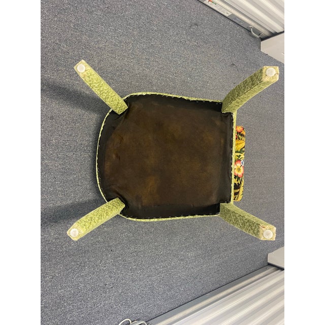 Parsons Style Dining Chairs With Rounded Apron and Tapered Legs in Tropical Botanical Upholstery, Set of 4 For Sale - Image 12 of 12