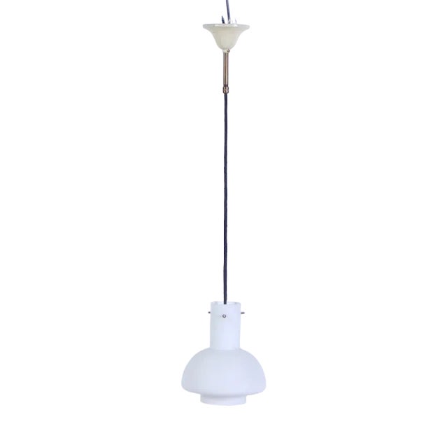 Vintage Opaline Glass Pendant Light, 1950s For Sale