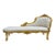Chaise Longue White Leather Crystal Glass Buttons French Style For Sale