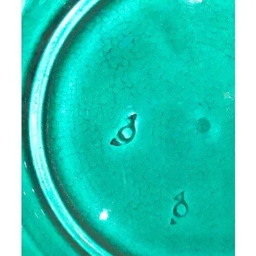 19th Century Antique Majolica Basket Weave & Leaf Plate For Sale - Image 5 of 5