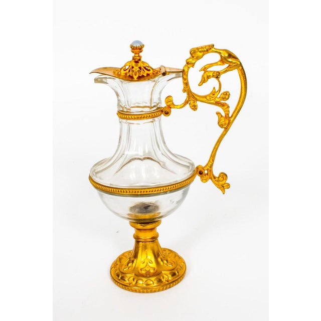 Gold 19th Century French Ormolu & Glass Ewers, Set of 2 For Sale - Image 8 of 14