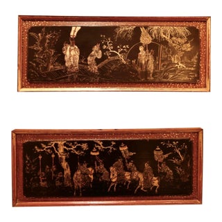 Antique Chinese Lacquered Gilt Wall Panels—A Pair For Sale