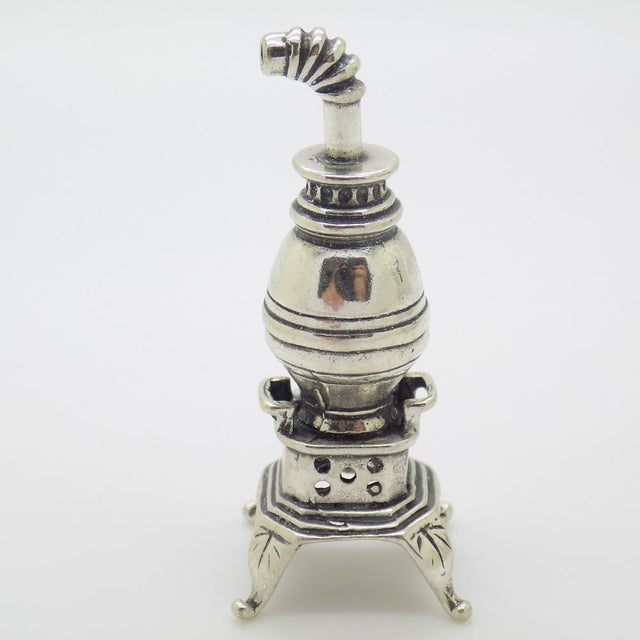 Vintage Italian Silver Woodstove Dollhouse Miniature, Tuscany, 1980s For Sale - Image 3 of 11