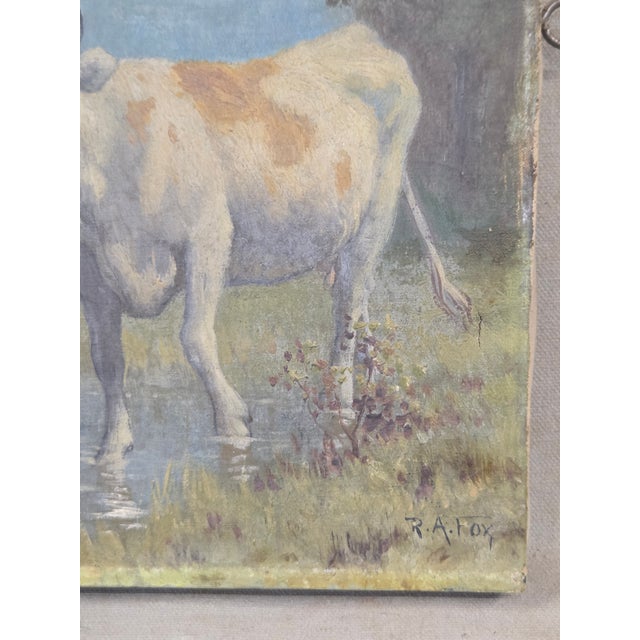 Robert Atkinson Fox (1860-1935), Cow in a Stream, Gouache on Canvas Painting For Sale - Image 12 of 18