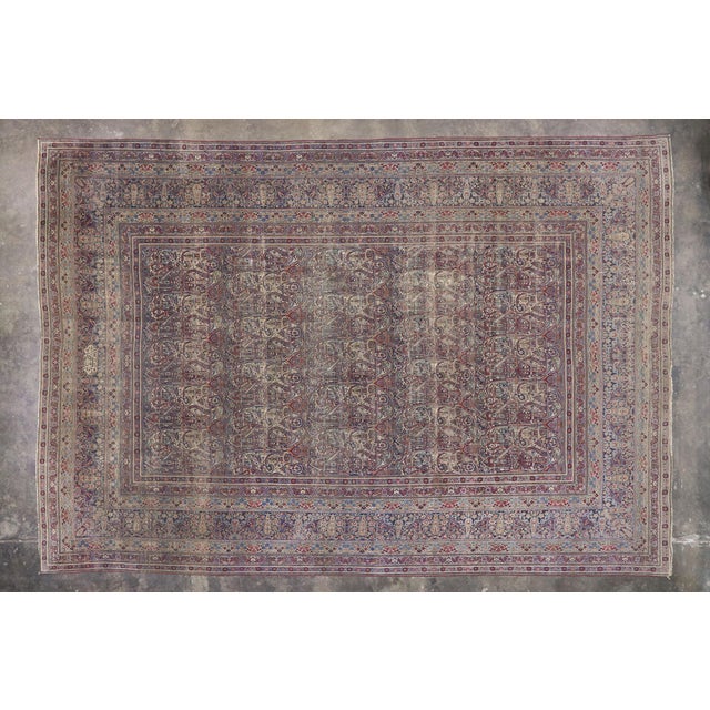 Burgundy Late 19th Century Persian Lavar Kerman Rug, 14'00 X 20'02 For Sale - Image 8 of 9