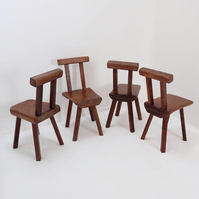 Brutalist Chair from Mobichalet, Belgium, 1950s, Set of 4 For Sale - Image 4 of 16