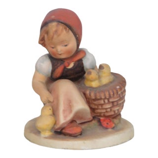Goebel Hummel Chick Girl Figurine Made in Germany MCM Ceramic Earthenware 5081b For Sale