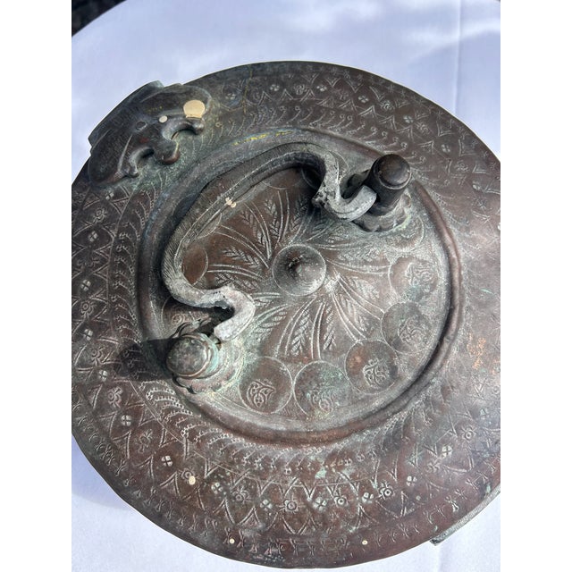 Vintage Verdigris Brass Lidded Box With Etched Detail For Sale - Image 12 of 13