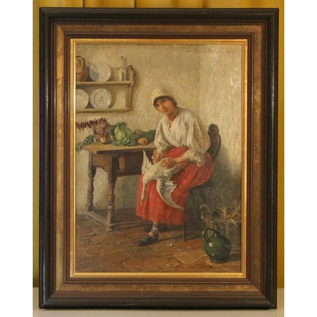 Josef Edgar Kleinert, Goose Stripping, 1890, Oil on Canvas, Framed For Sale - Image 7 of 7