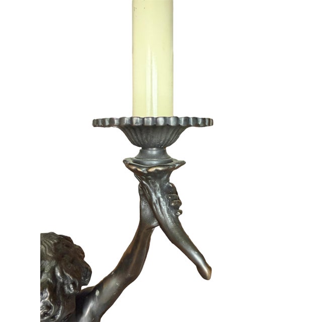 French Bronze Figural Table Lamp After Auguste Moreau For Sale - Image 9 of 12