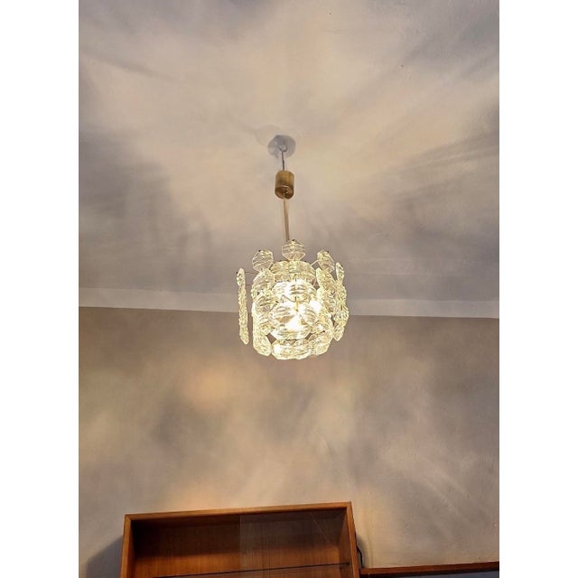 Three-Level Chandelier in Brass and Faceted Glass from Kinkeldey, 1960s For Sale - Image 11 of 12