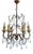 Antique Gilded Metal Murano Glass Drop Six-Light Chandelier, 1930s For Sale