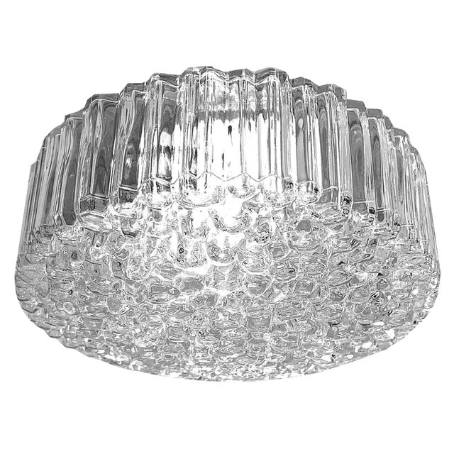 Bubble Texture Glass Flush Mount Lamp by Limburg, 1970s For Sale