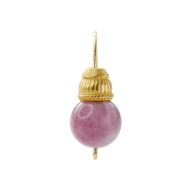Modern Pink Tourmaline Earring 14k Gold Hook-Set of 2 For Sale - Image 3 of 8