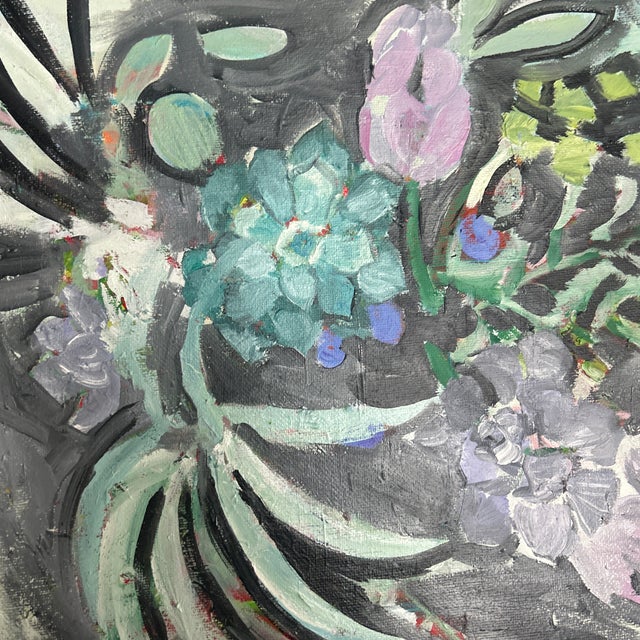 Contemporary original abstract botanical painting on canvas. Measures 12x12. Check out my shop Robins Egg Gallery for more.