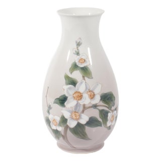 Bing and Grondahl Denmark Porcelain Vase With Dogwood Blossoms For Sale