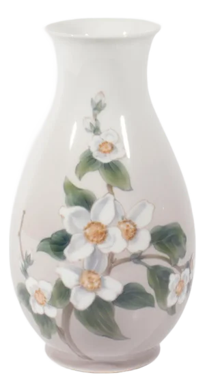 Bing and Grondahl Denmark Porcelain Vase With Dogwood Blossoms