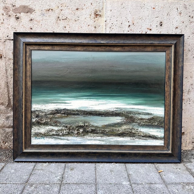 Ronald, Beach at Dusk, 1980s, Oil Painting on Canvas, Framed For Sale - Image 3 of 18