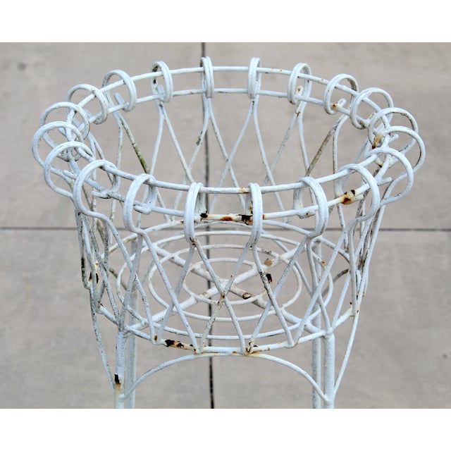Vintage French Country Wrought Iron Wire Jardinière Plant Stand For Sale In Naples, FL - Image 6 of 11