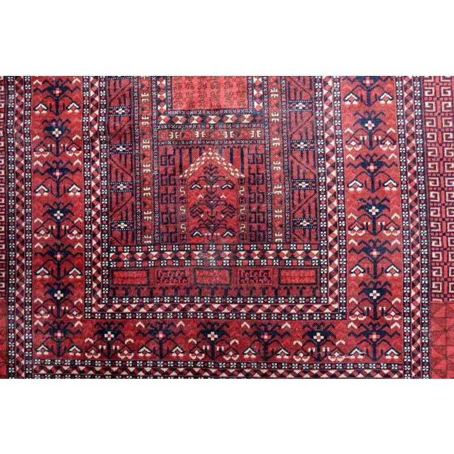 Red 1960s Handmade Vintage Turkmen Hachli Rug 4.6' X 7.2' For Sale - Image 8 of 13